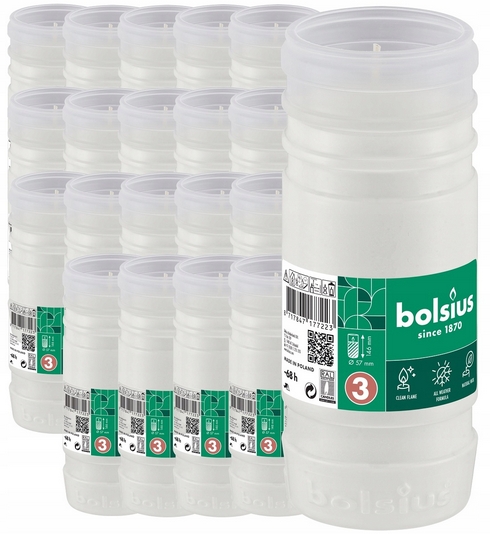 Bolsius RP3 - celoročné parafínové vklady do lampiónov, 68 hodín horenia, balenie 20 ks